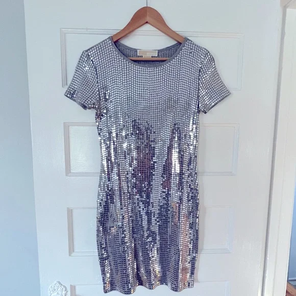 michael kors silver sequin dress Women's Silver Dresses by MICHAEL Michael Kors